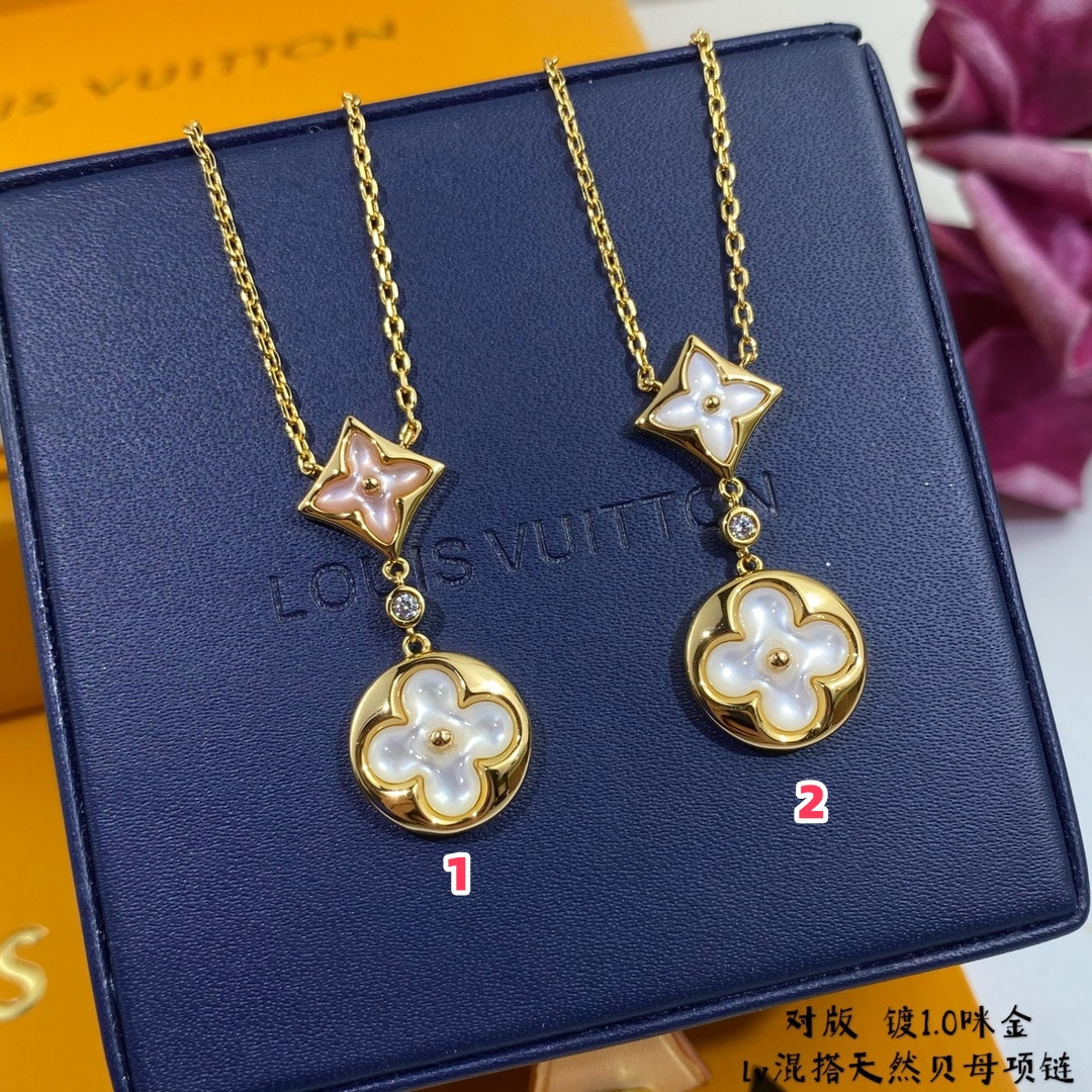 l0*is V*t0n two-flower mandarin duck necklace