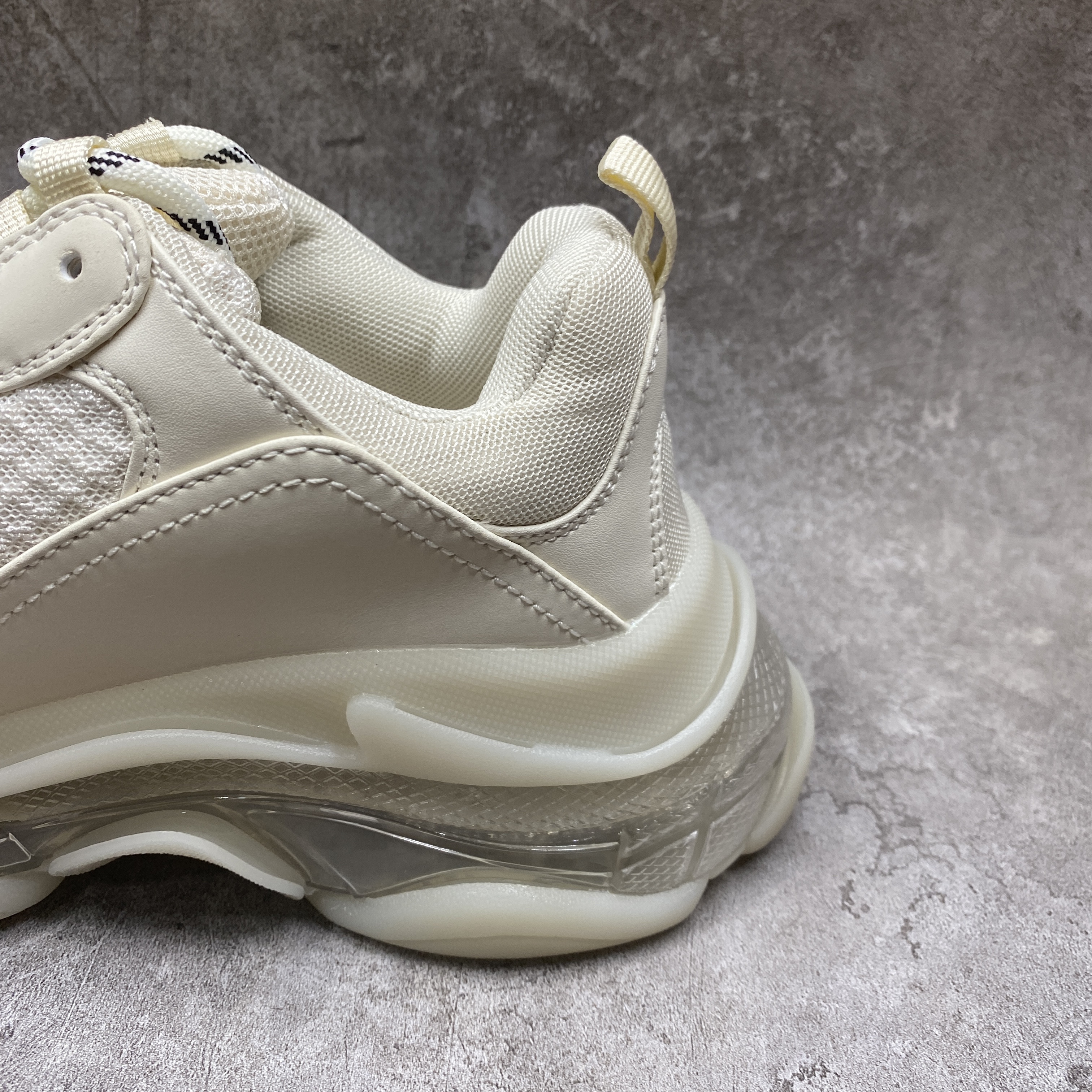 Balencag  Off-White Clear Sole Triple S Sneakers