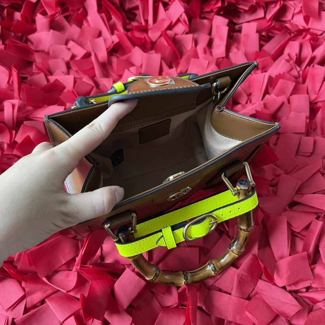 G*u*i diana mini tote bag khaki 20w x 16h x 10d cm