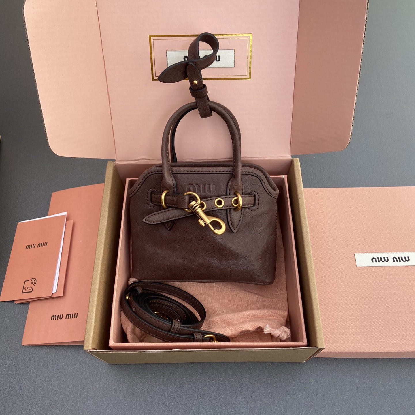 Miu Miu Aventure Nappa Micro Leather trick 9.5x12x2.5cm