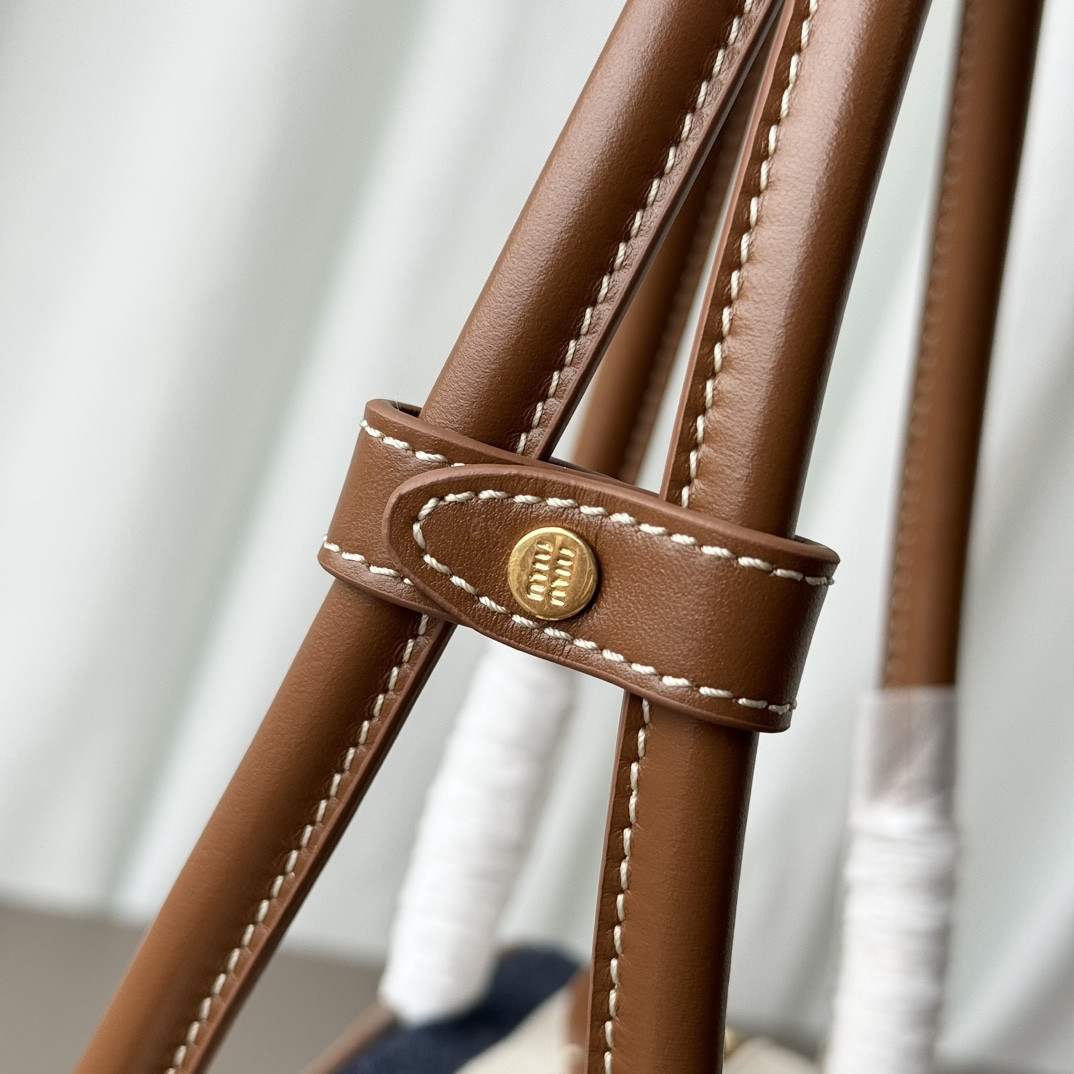 Miu Miu Beau canvas and leather bag 11.5x28x8cm