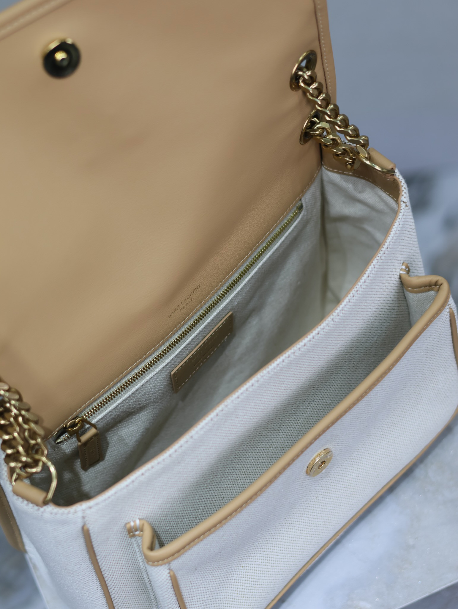 Y*L niki medium in calfskin cotton and linen 28x20x8.5cm